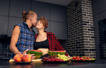 couple has breakfast together